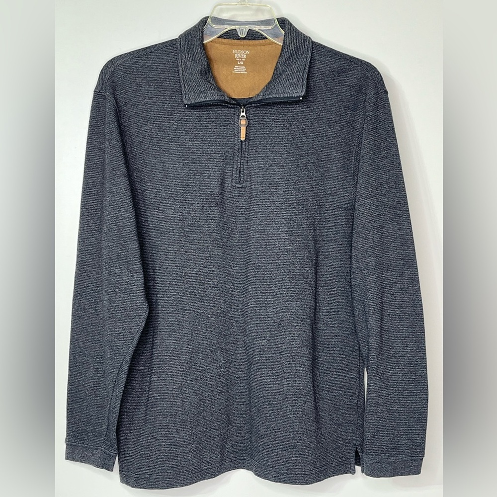 Hudson River Men's Large Long Sleeve 1/4 Zip Pullover Heather Gray